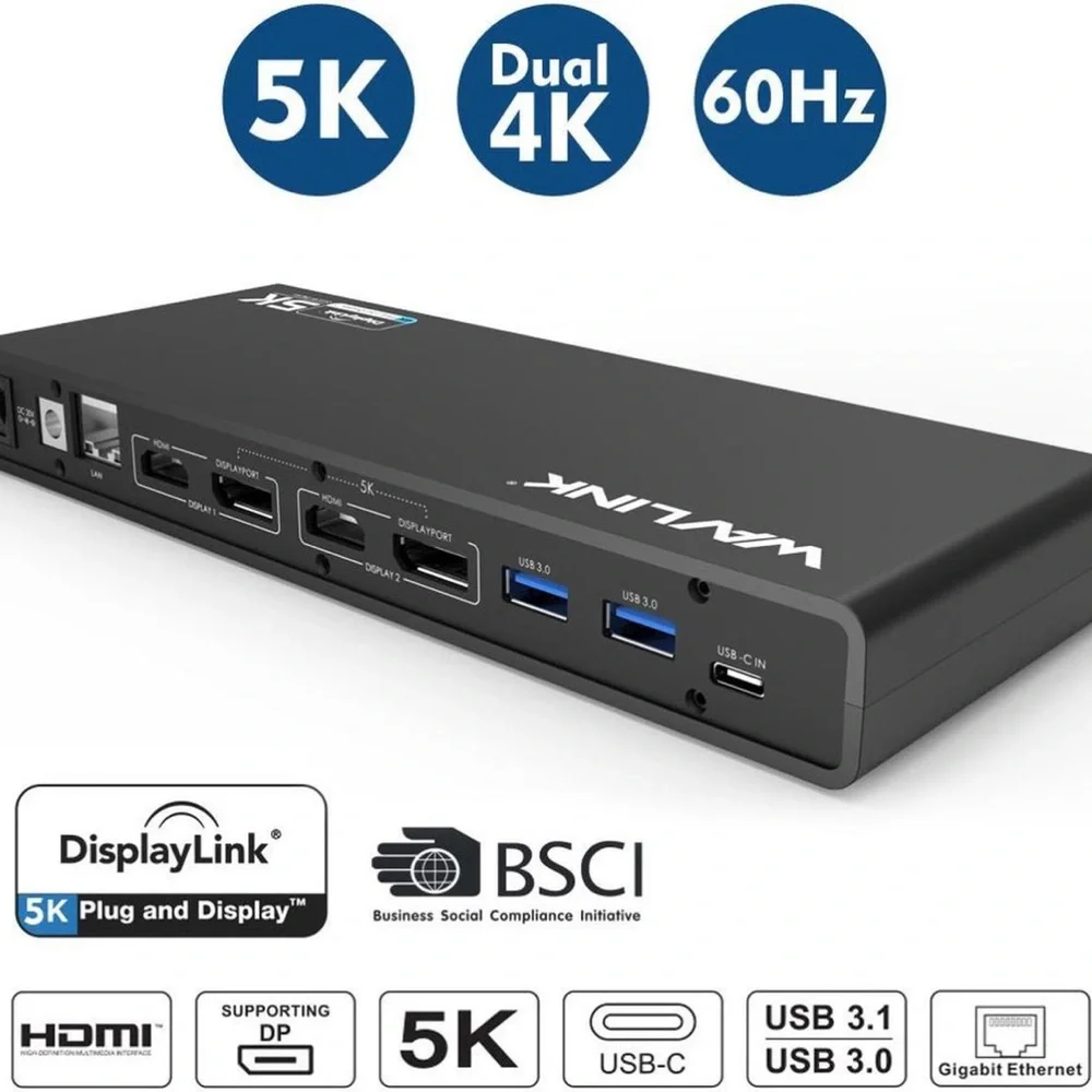 Wavlink UG69DK1 USB-C Dual 4K Docking Station - NWT